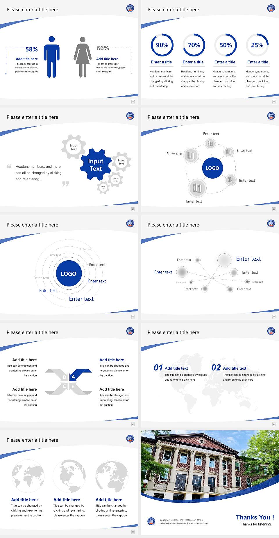 Louisiana Christian University Course/Courseware Creation PPT Template4:3 ratio PPT effect preview image4