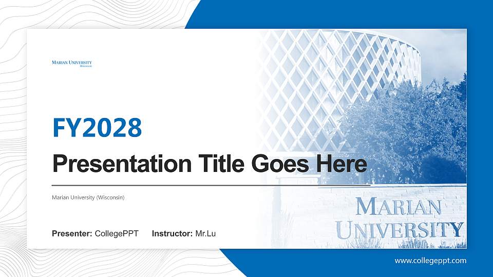 Marian University (Wisconsin) Academic Presentation/Research Findings Report PPT Template16:9 ratio PPT effect preview image
