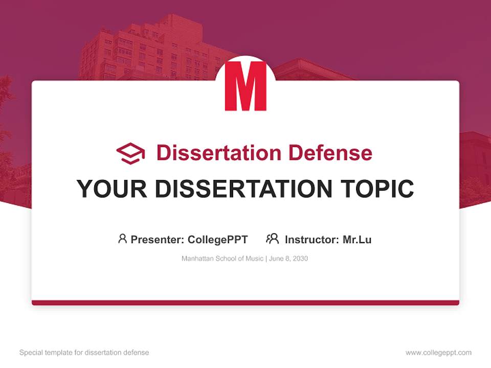 Manhattan School of Music Graduation Thesis Defense PPT Template4:3 ratio PPT effect preview image7