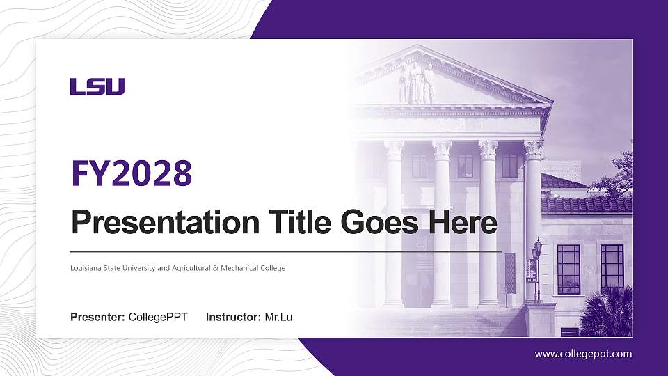 Louisiana State University and Agricultural & Mechanical College Academic Presentation/Research Findings Report PPT Template16:9 ratio PPT effect preview image1