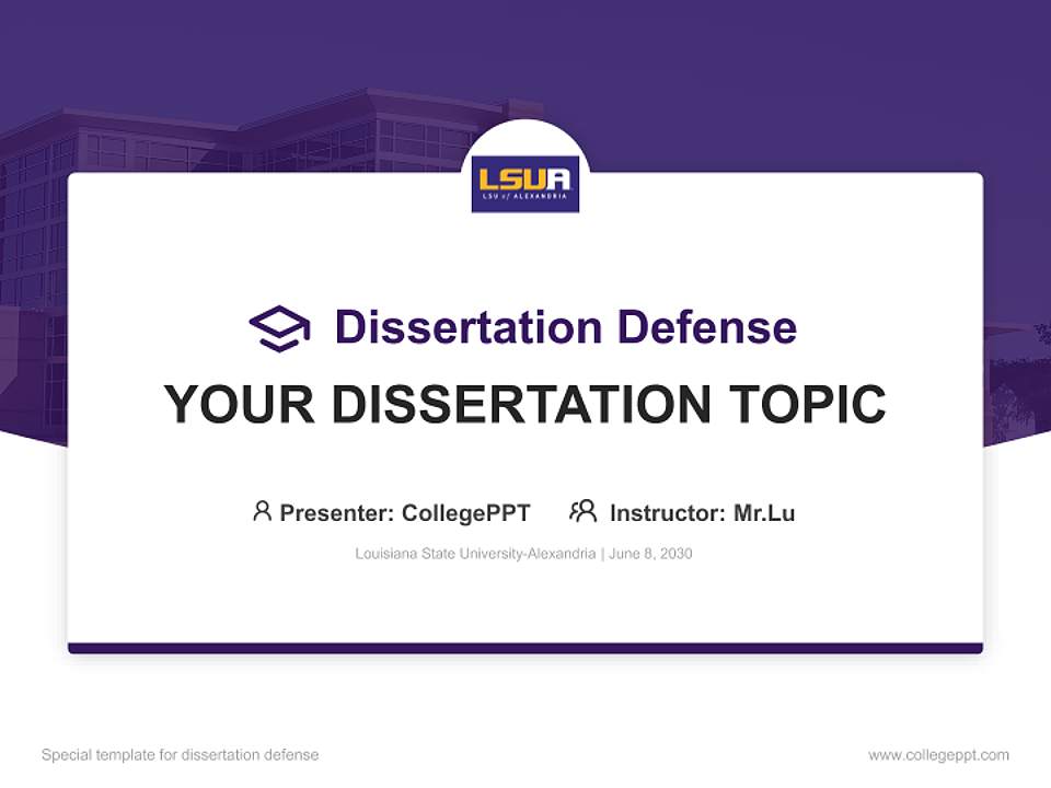 Louisiana State University-Alexandria Graduation Thesis Defense PPT Template4:3 ratio PPT effect preview image7