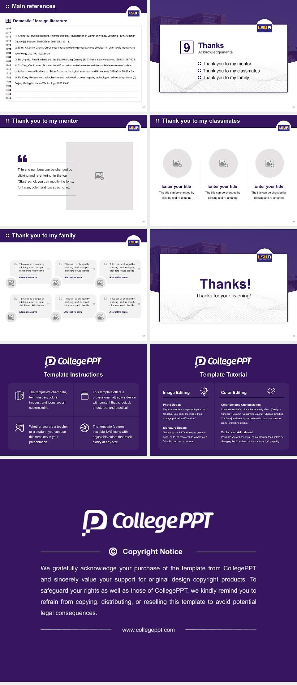 Louisiana State University-Alexandria Graduation Thesis Defense PPT Template4:3 ratio PPT effect preview image7