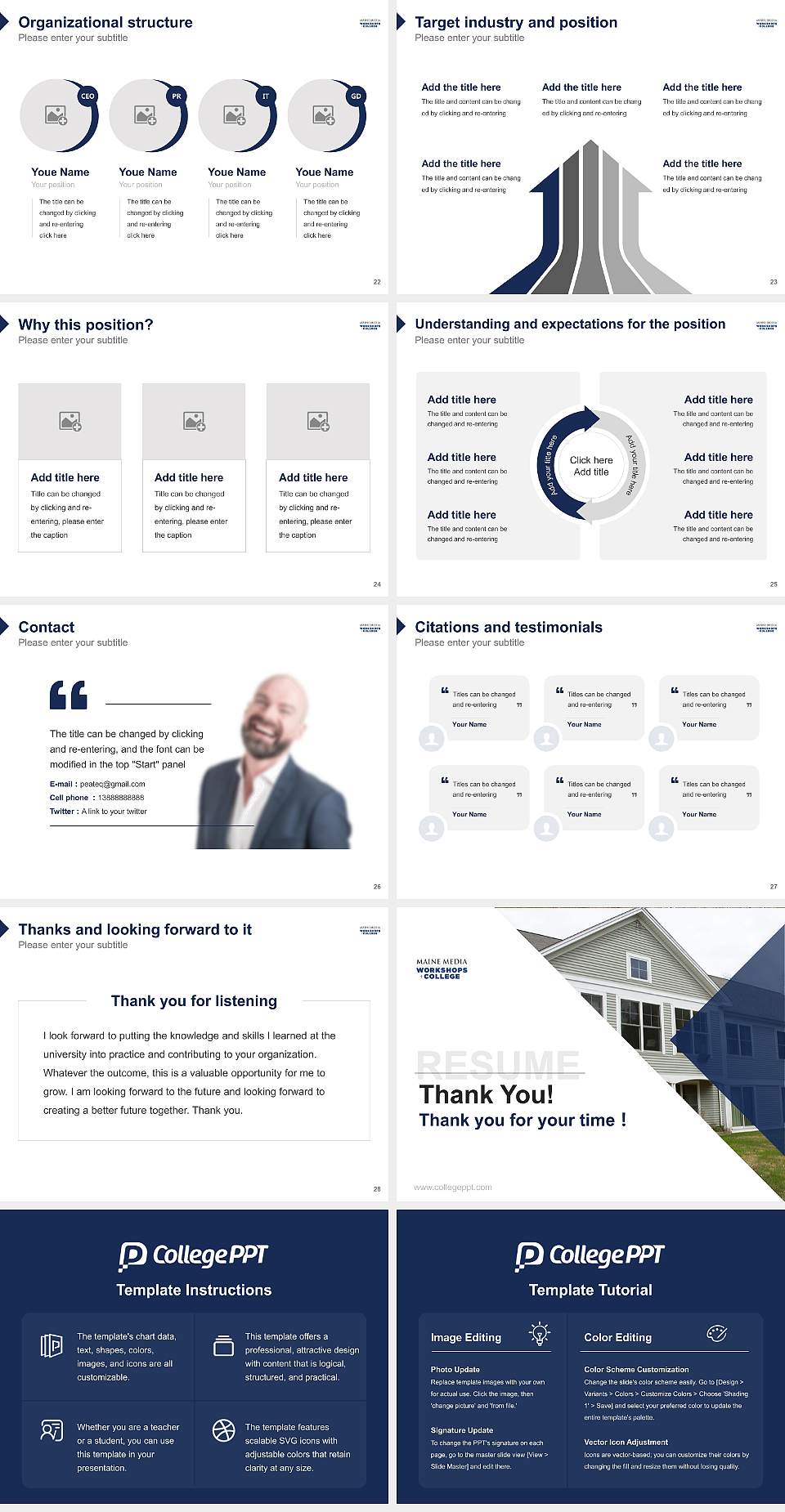 Maine Media College Resume PPT Template4:3 ratio PPT effect preview image4