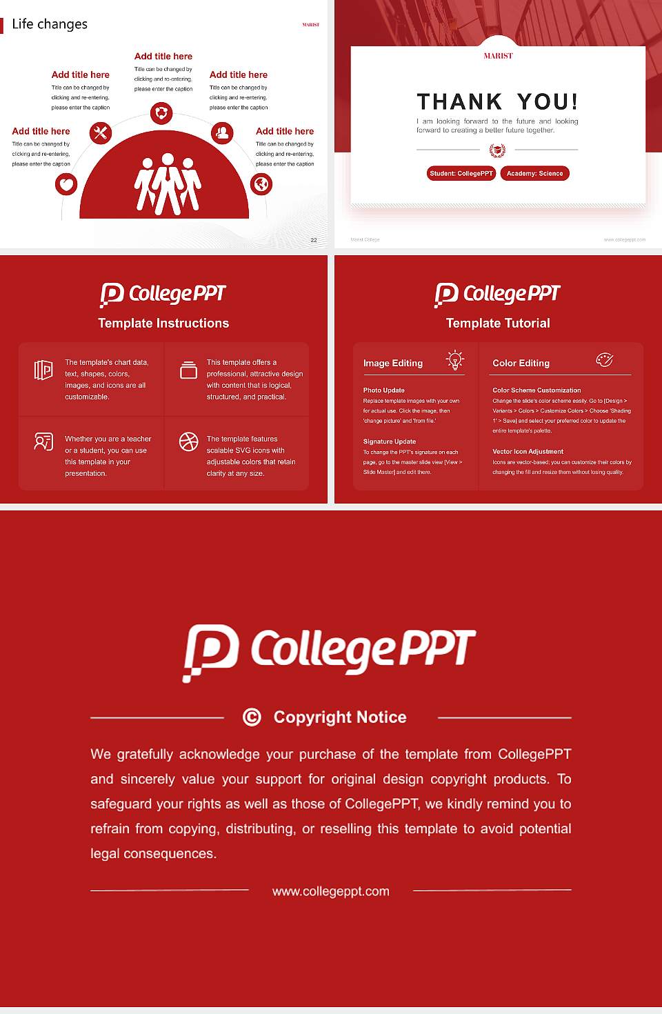 Marist College National Scholarship Defense PPT Template4:3 ratio PPT effect preview image4