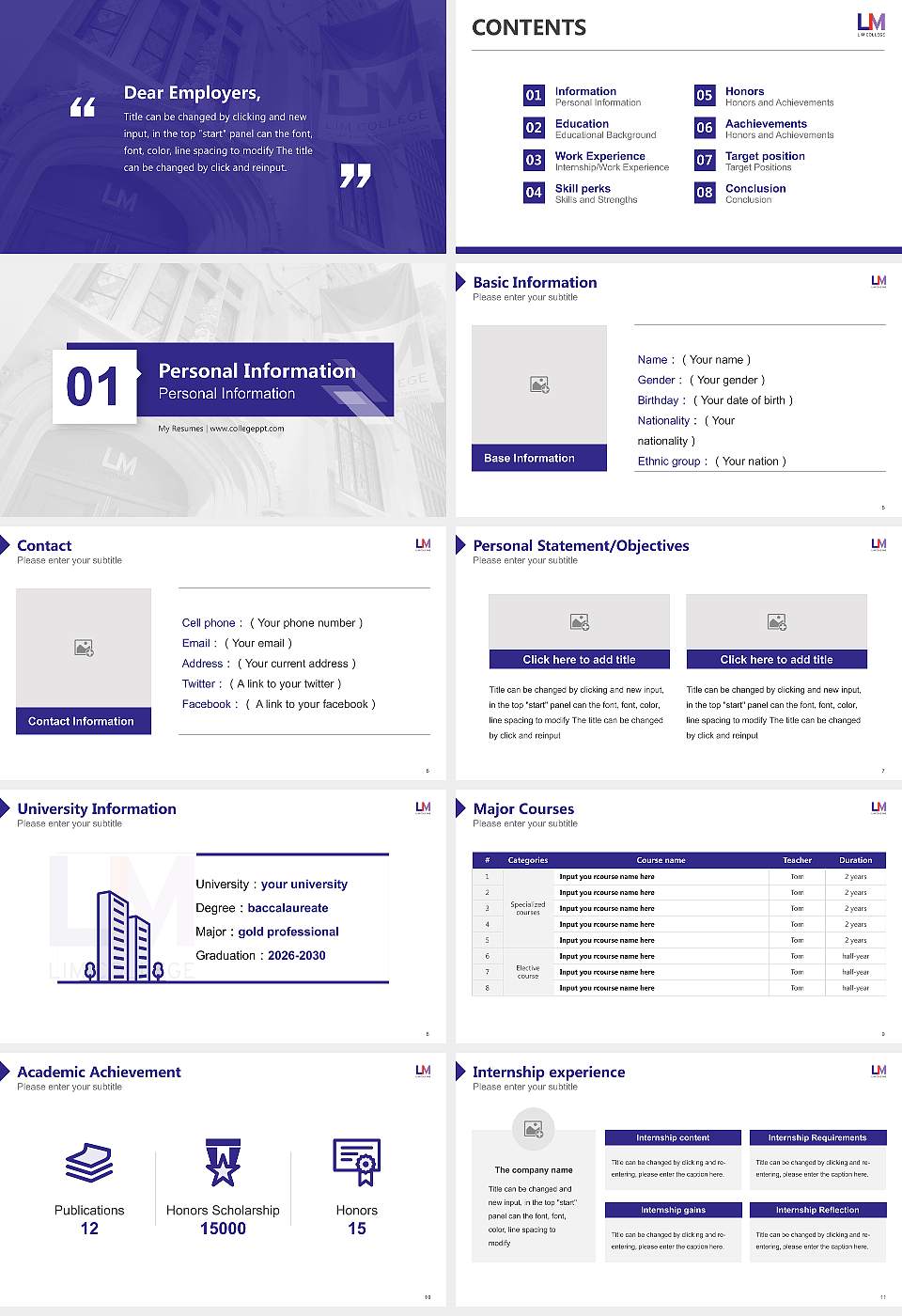 Lim College Resume PPT Template16:9 ratio PPT effect preview image2