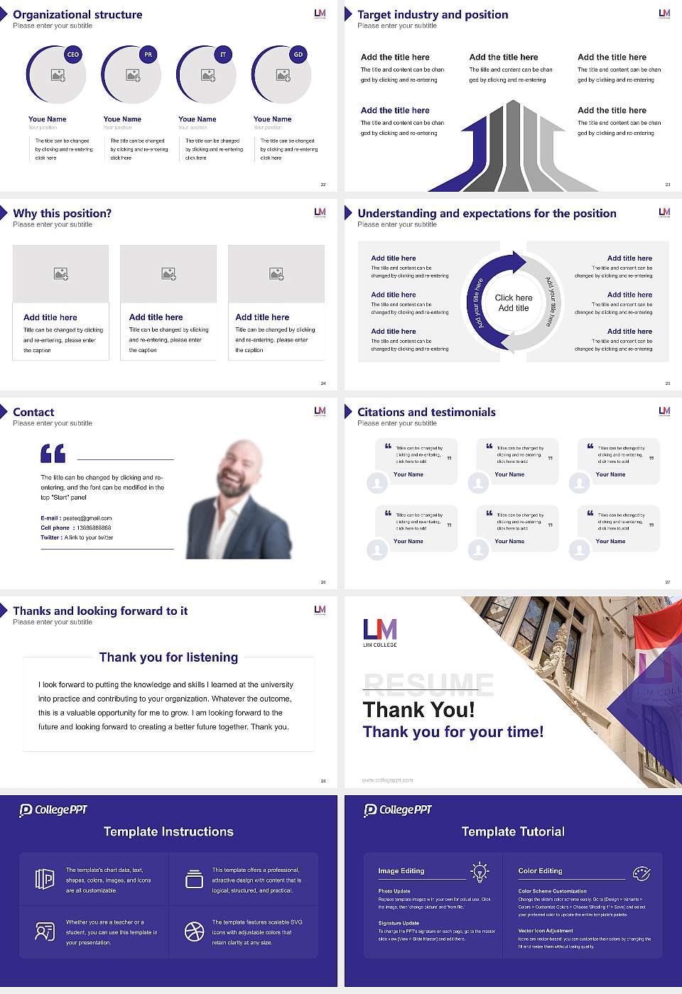 Lim College Resume PPT Template16:9 ratio PPT effect preview image4