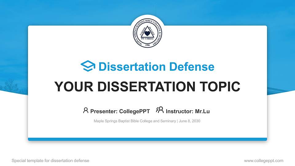 Maple Springs Baptist Bible College and Seminary Graduation Thesis Defense PPT Template16:9 ratio PPT effect preview image
