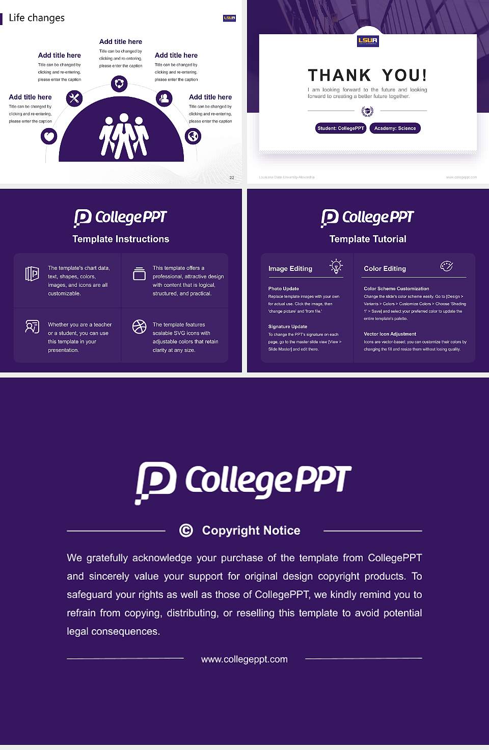 Louisiana State University-Alexandria National Scholarship Defense PPT Template4:3 ratio PPT effect preview image4