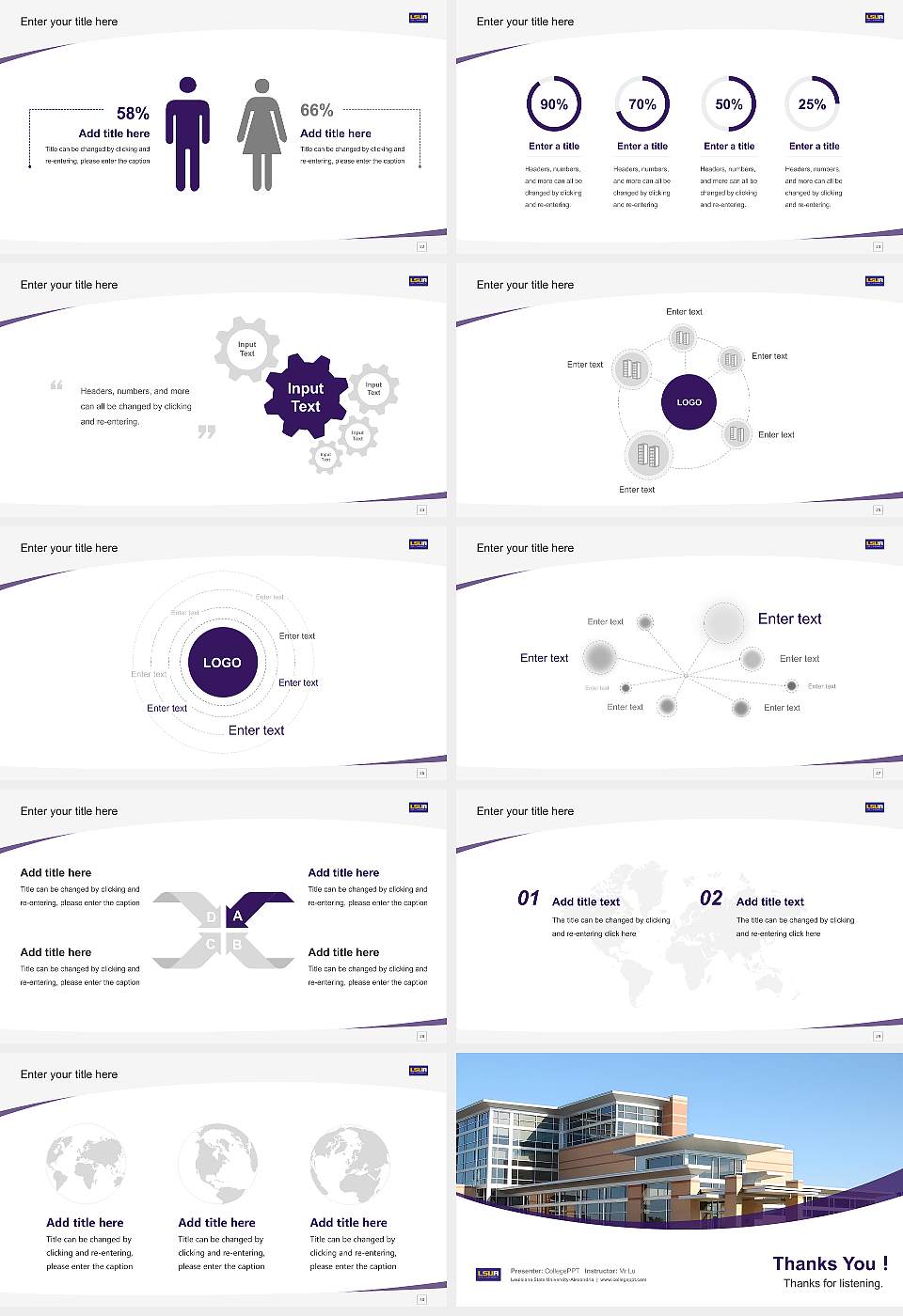 Louisiana State University-Alexandria Course/Courseware Creation PPT Template16:9 ratio PPT effect preview image4