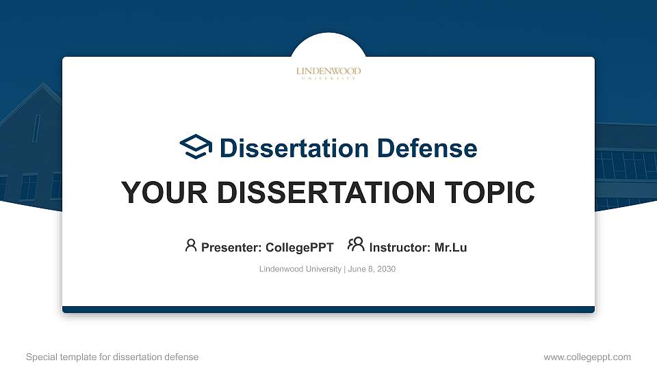 Lindenwood University Graduation Thesis Defense PPT Template16:9 ratio PPT effect preview image