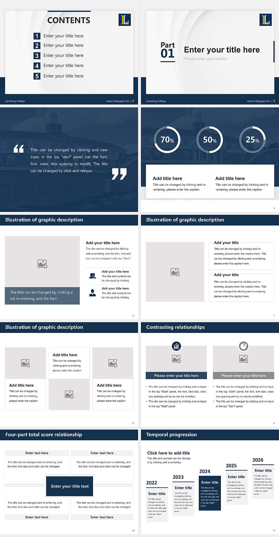 Lycoming College Thesis Proposal/Graduation Defense PPT Template4:3 ratio PPT effect preview image2