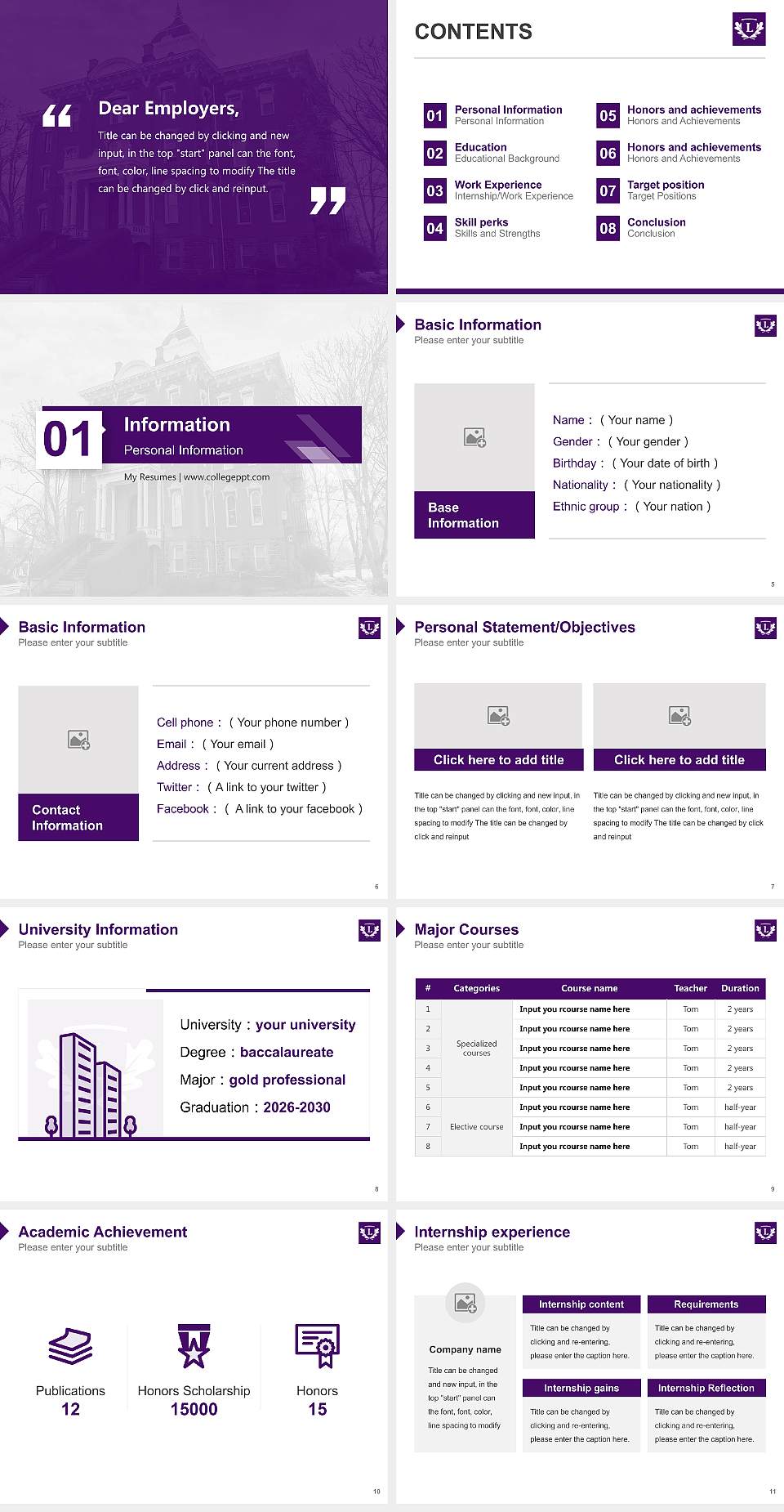Linfield University-Mcminnville Campus Resume PPT Template4:3 ratio PPT effect preview image2