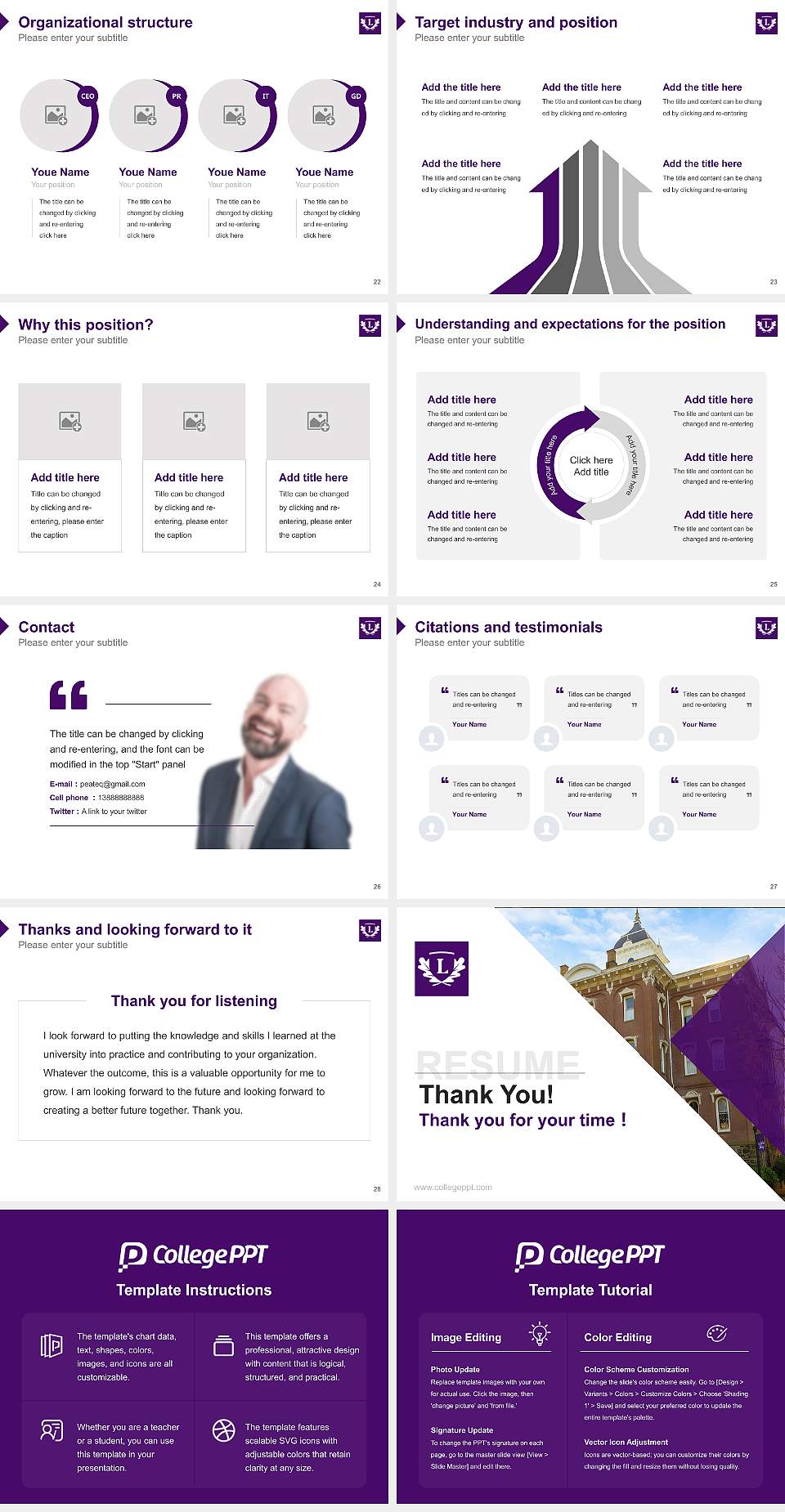 Linfield University-Mcminnville Campus Resume PPT Template4:3 ratio PPT effect preview image4