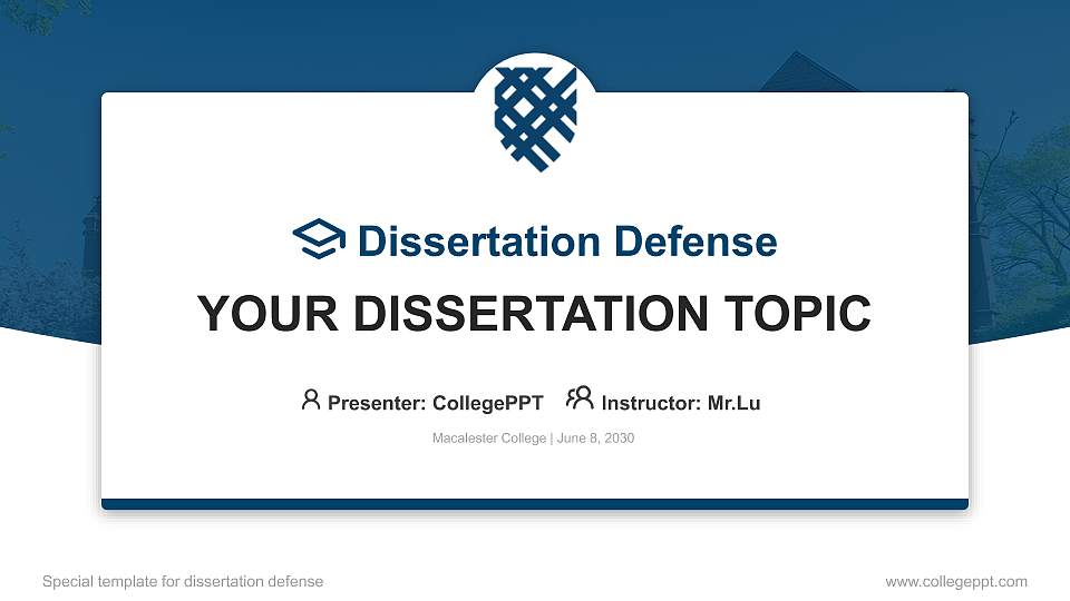 Macalester College Graduation Thesis Defense PPT Template16:9 ratio PPT effect preview image