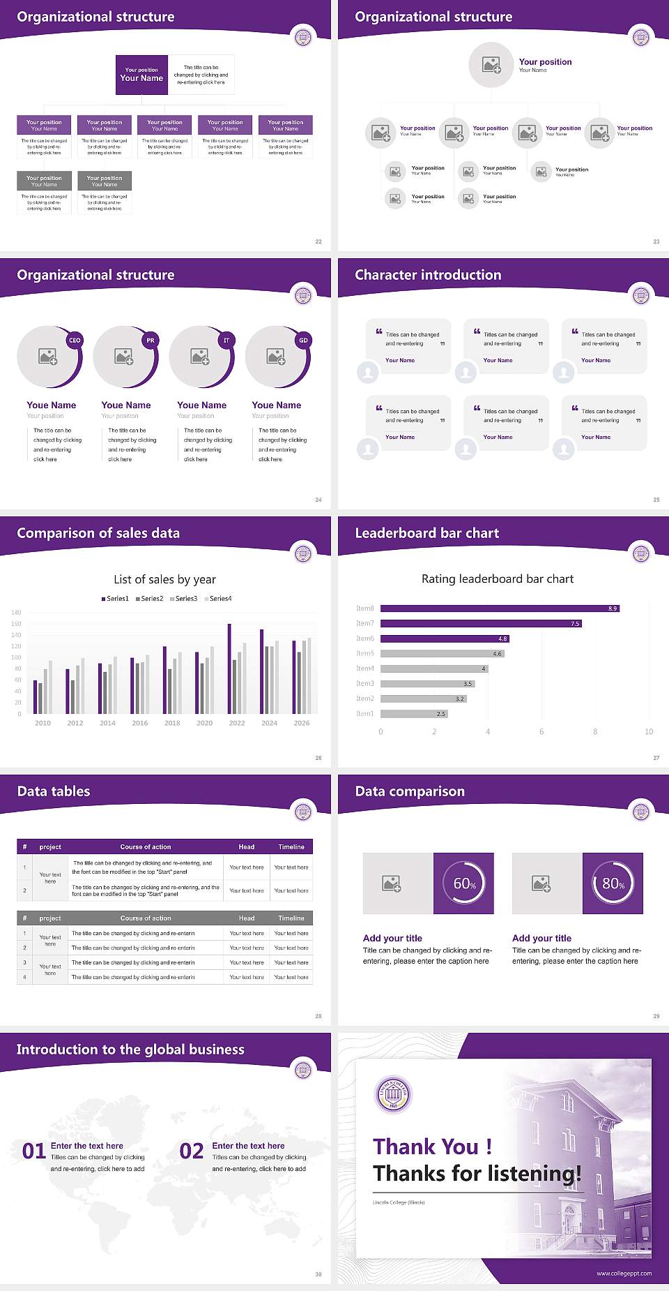 Lincoln College (Illinois) Academic Presentation/Research Findings Report PPT Template4:3 ratio PPT effect preview image4
