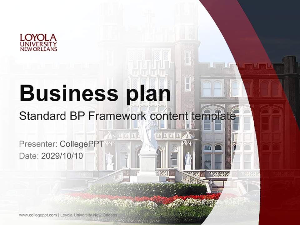 Loyola University New Orleans Competition/Entrepreneurship Contest PPT Template4:3 ratio PPT effect preview image9