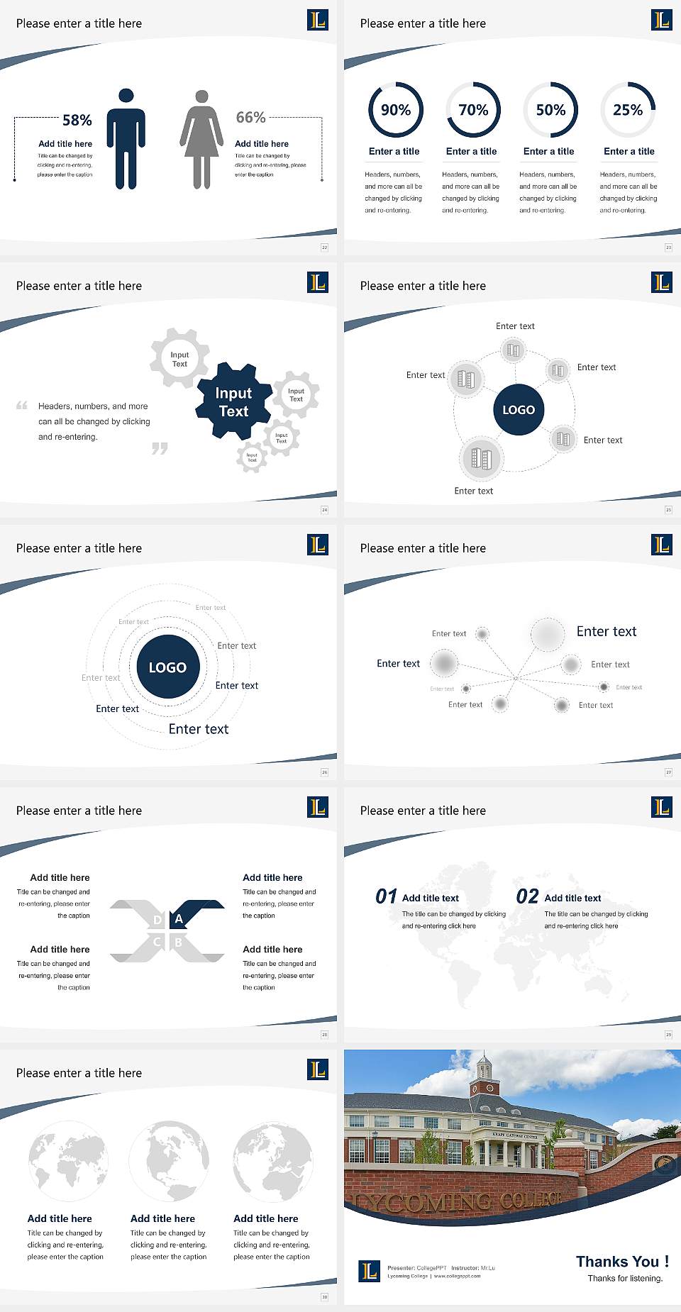Lycoming College Course/Courseware Creation PPT Template4:3 ratio PPT effect preview image4