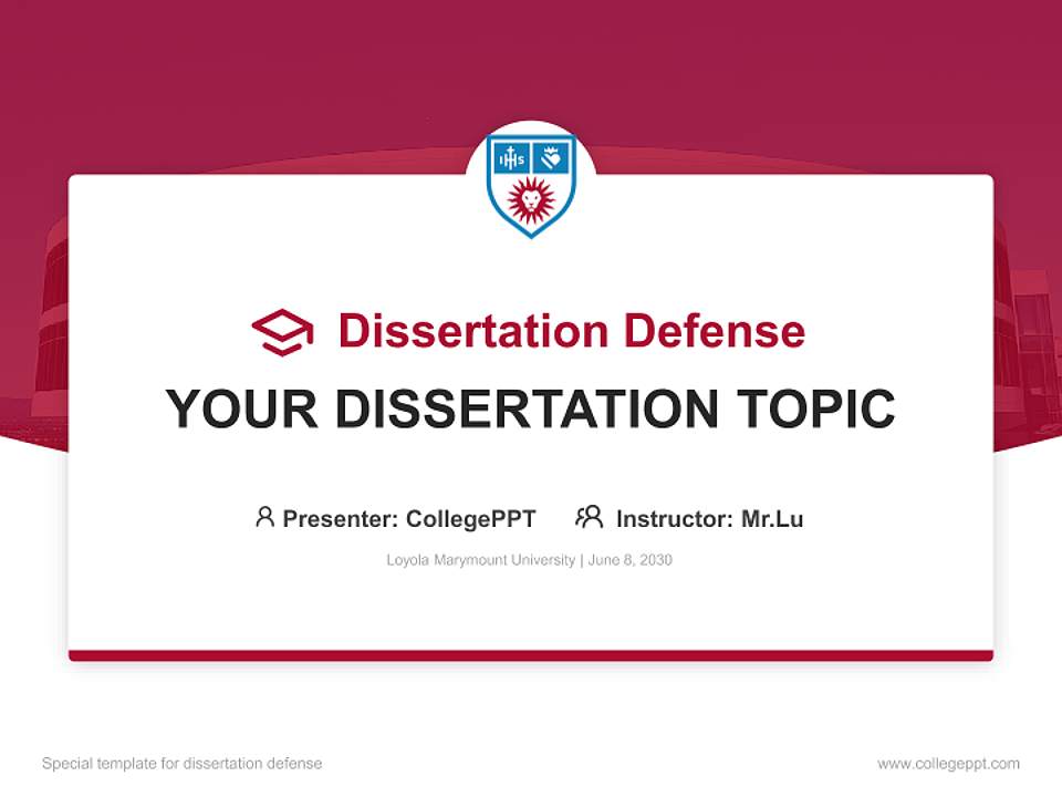 Loyola Marymount University Graduation Thesis Defense PPT Template4:3 ratio PPT effect preview image7