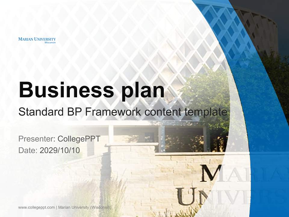Marian University (Wisconsin) Competition/Entrepreneurship Contest PPT Template4:3 ratio PPT effect preview image9