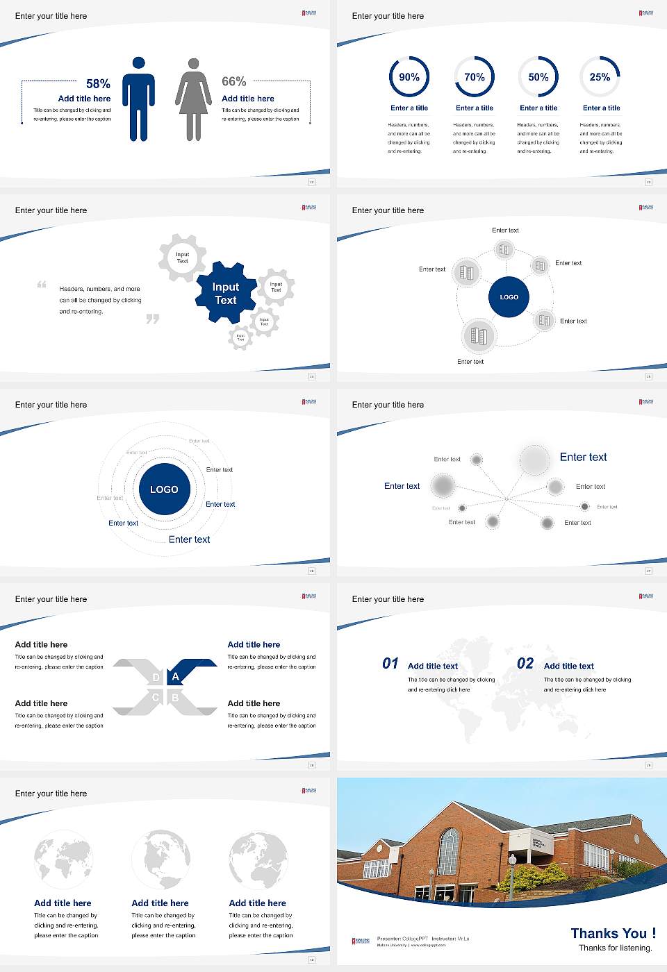 Malone University Course/Courseware Creation PPT Template16:9 ratio PPT effect preview image4
