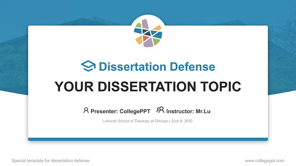 Lutheran School of Theology at Chicago Graduation Thesis Defense PPT Template16:9 ratio PPT effect preview image