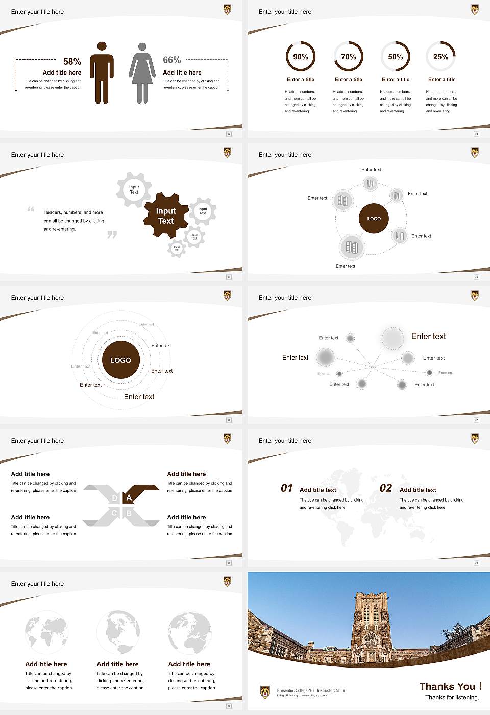Lehigh University Course/Courseware Creation PPT Template16:9 ratio PPT effect preview image4