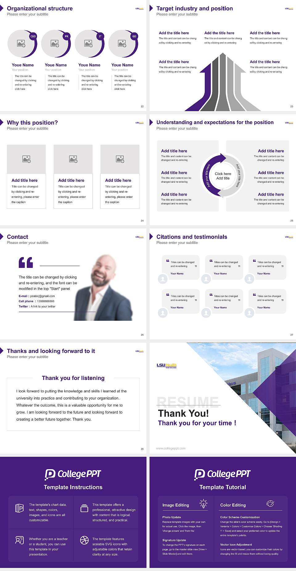 Louisiana State University Health Sciences Center-New Orleans Resume PPT Template4:3 ratio PPT effect preview image4