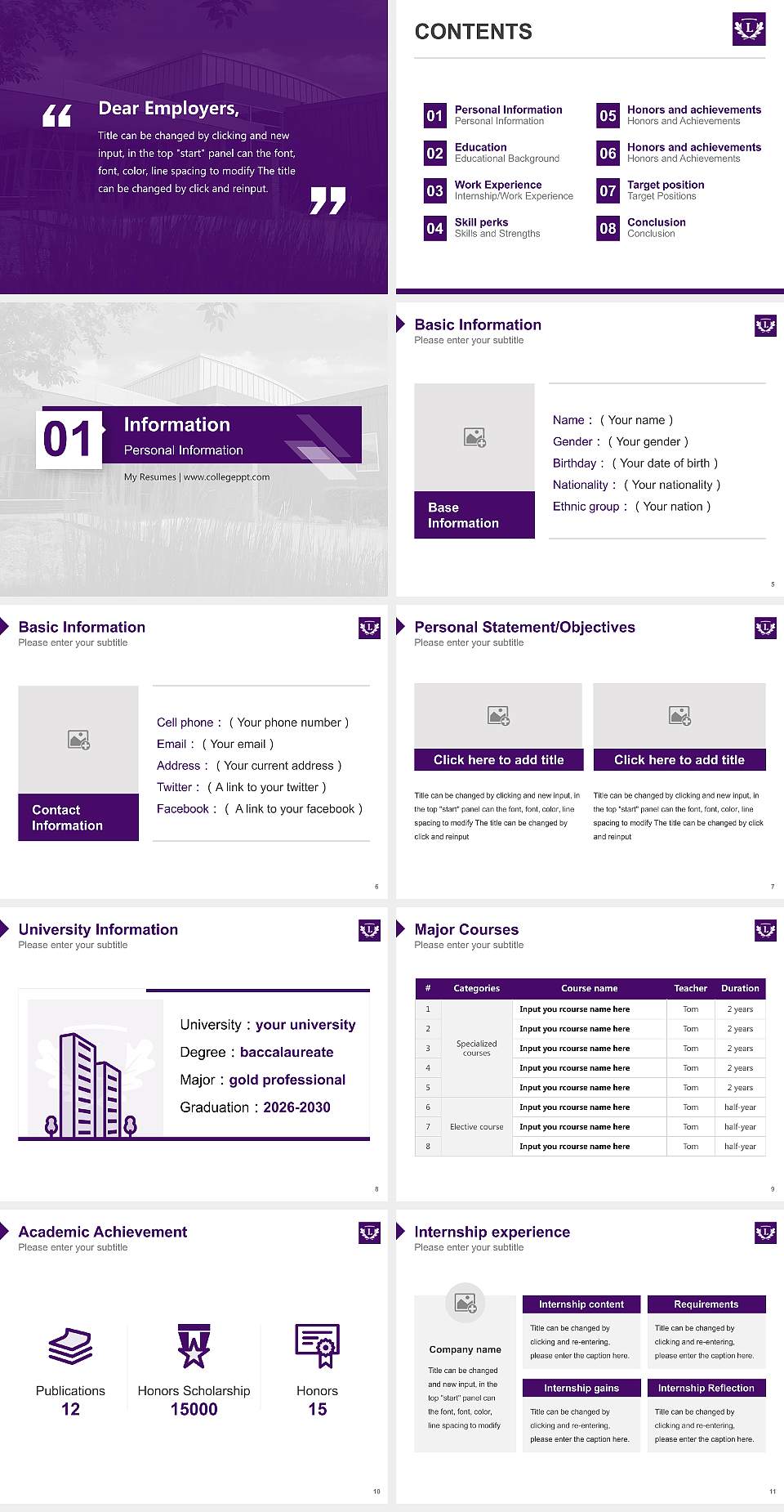 Linfield University-School of Nursing Resume PPT Template4:3 ratio PPT effect preview image2