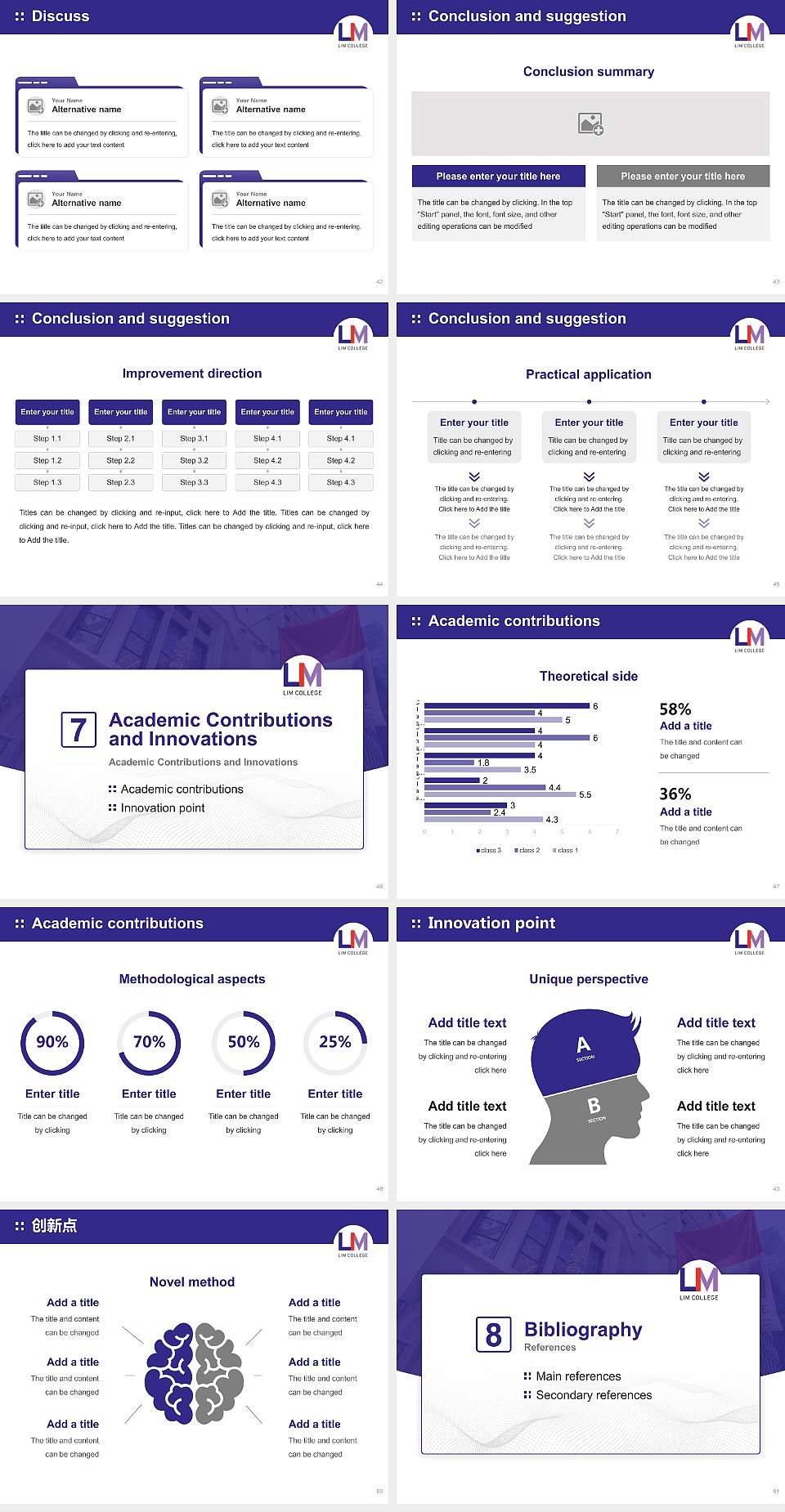 Lim College Graduation Thesis Defense PPT Template4:3 ratio PPT effect preview image6
