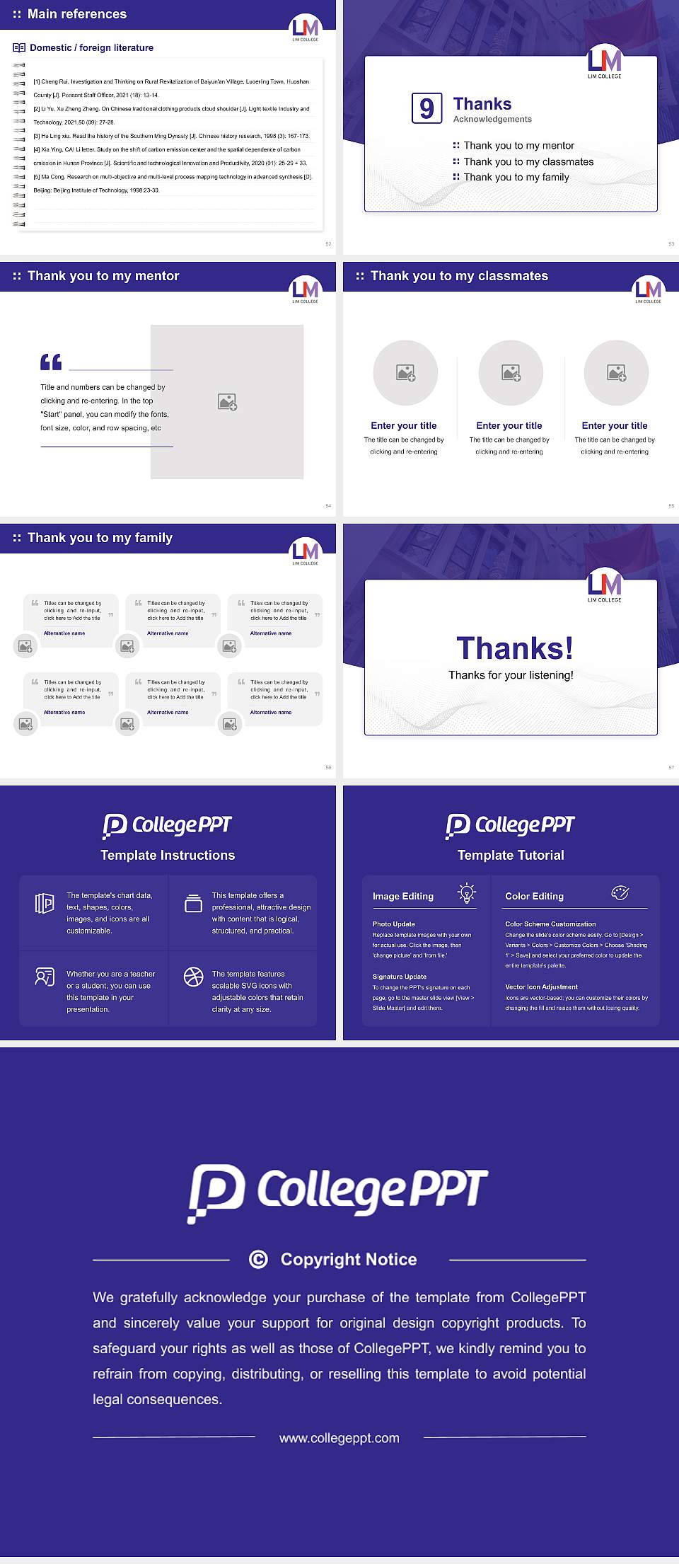Lim College Graduation Thesis Defense PPT Template4:3 ratio PPT effect preview image7