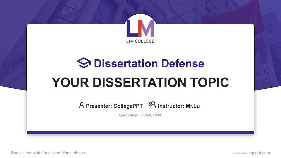 Lim College Graduation Thesis Defense PPT Template16:9 ratio PPT effect preview image