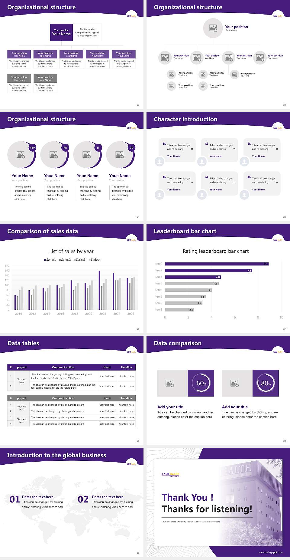 Louisiana State University Health Sciences Center-Shreveport Academic Presentation/Research Findings Report PPT Template4:3 ratio PPT effect preview image4