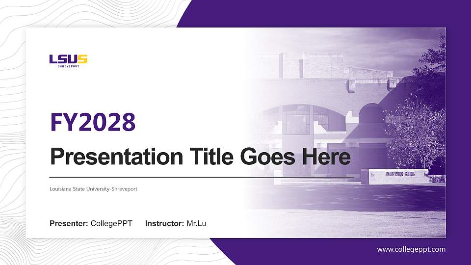 Louisiana State University-Shreveport Academic Presentation/Research Findings Report PPT Template16:9 ratio PPT effect preview image
