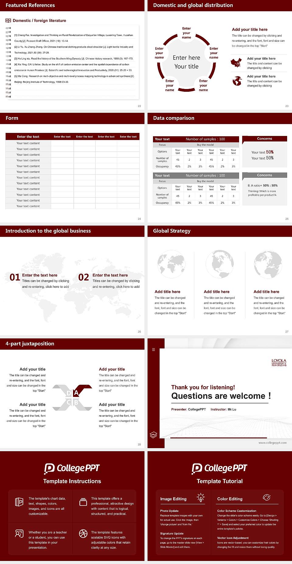 Loyola University New Orleans Thesis Proposal/Graduation Defense PPT Template4:3 ratio PPT effect preview image4