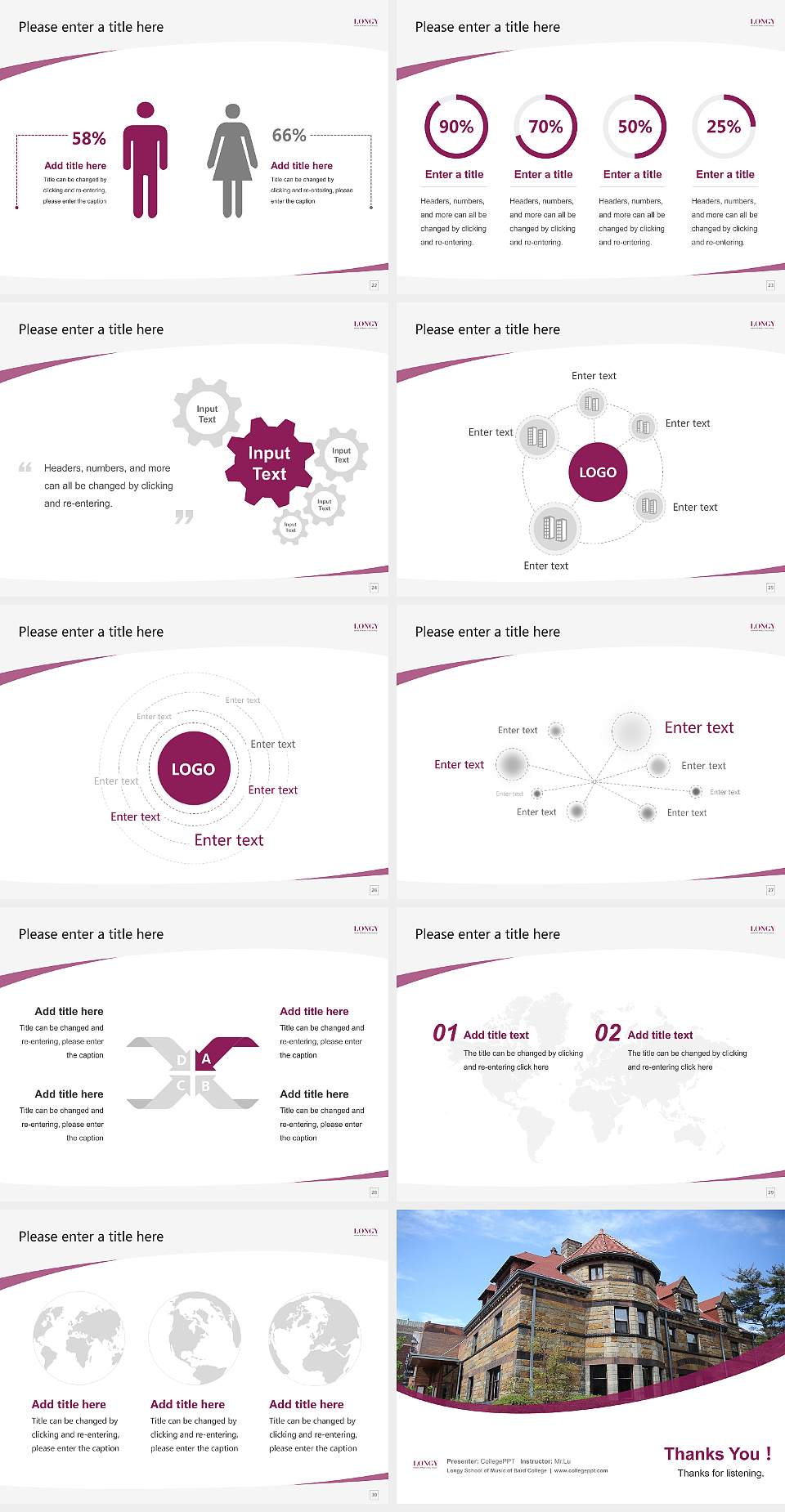 Longy School of Music of Bard College Course/Courseware Creation PPT Template4:3 ratio PPT effect preview image4