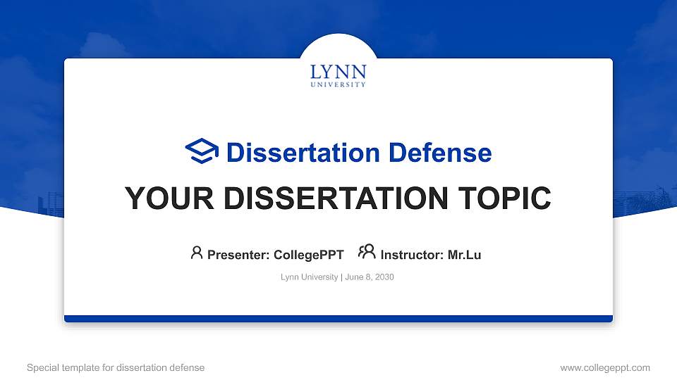 Lynn University Graduation Thesis Defense PPT Template16:9 ratio PPT effect preview image