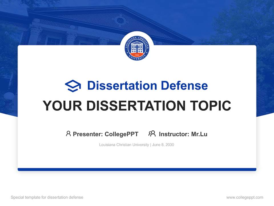Louisiana Christian University Graduation Thesis Defense PPT Template4:3 ratio PPT effect preview image7
