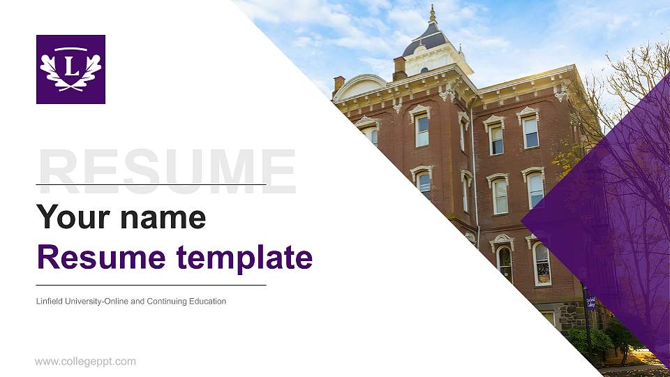 Linfield University-Online and Continuing Education Resume PPT Template16:9 ratio PPT effect preview image