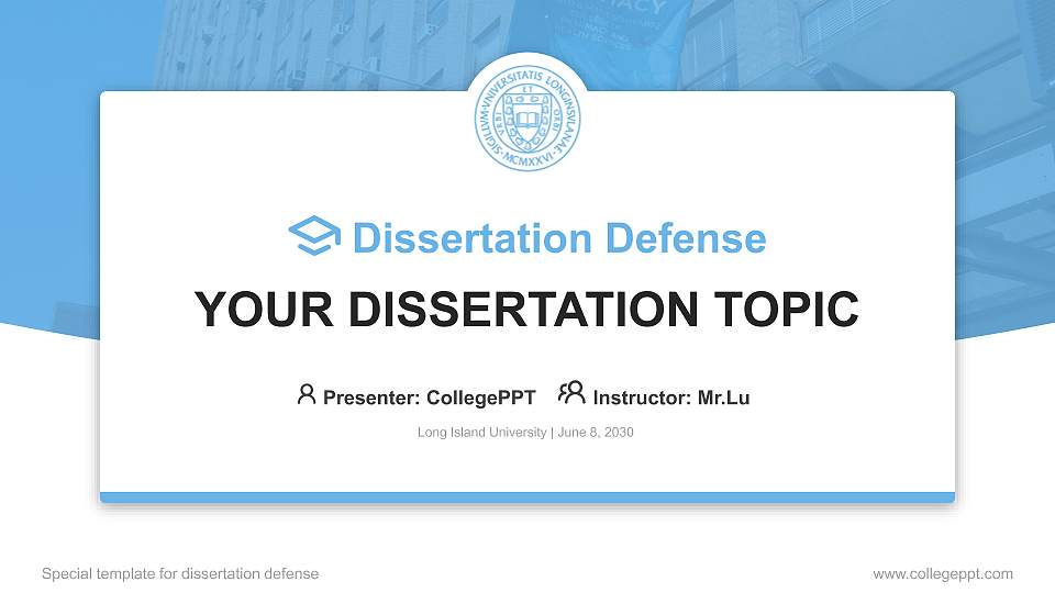 Long Island University Graduation Thesis Defense PPT Template16:9 ratio PPT effect preview image