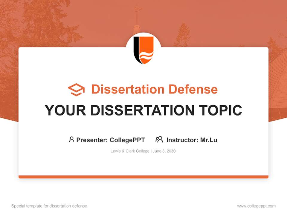 Lewis & Clark College Graduation Thesis Defense PPT Template4:3 ratio PPT effect preview image7