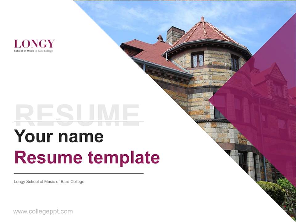 Longy School of Music of Bard College Resume PPT Template4:3 ratio PPT effect preview image5
