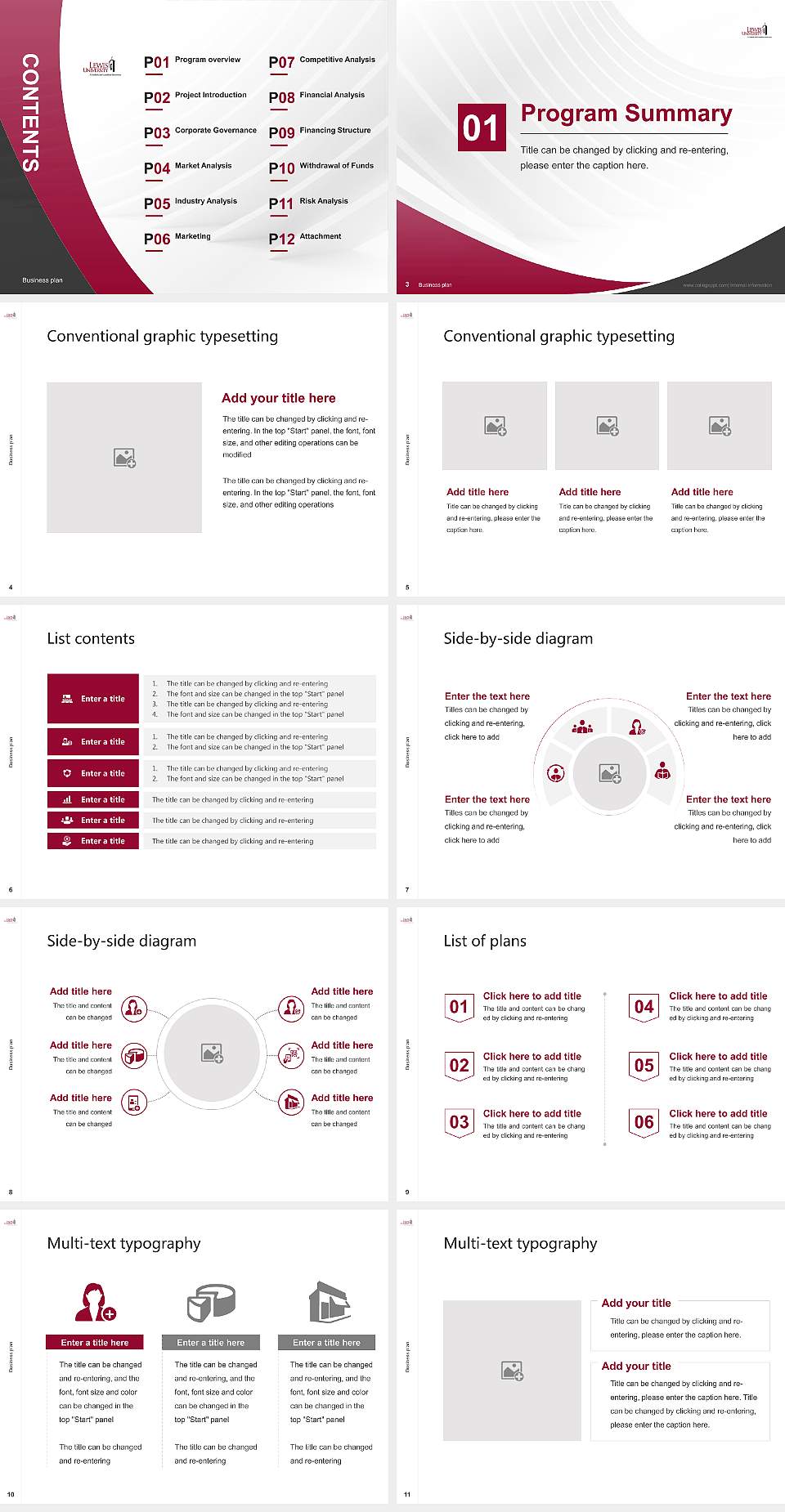 Lewis University Competition/Entrepreneurship Contest PPT Template4:3 ratio PPT effect preview image2