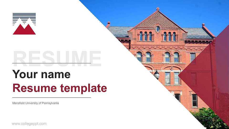Mansfield University of Pennsylvania Resume PPT Template16:9 ratio PPT effect preview image