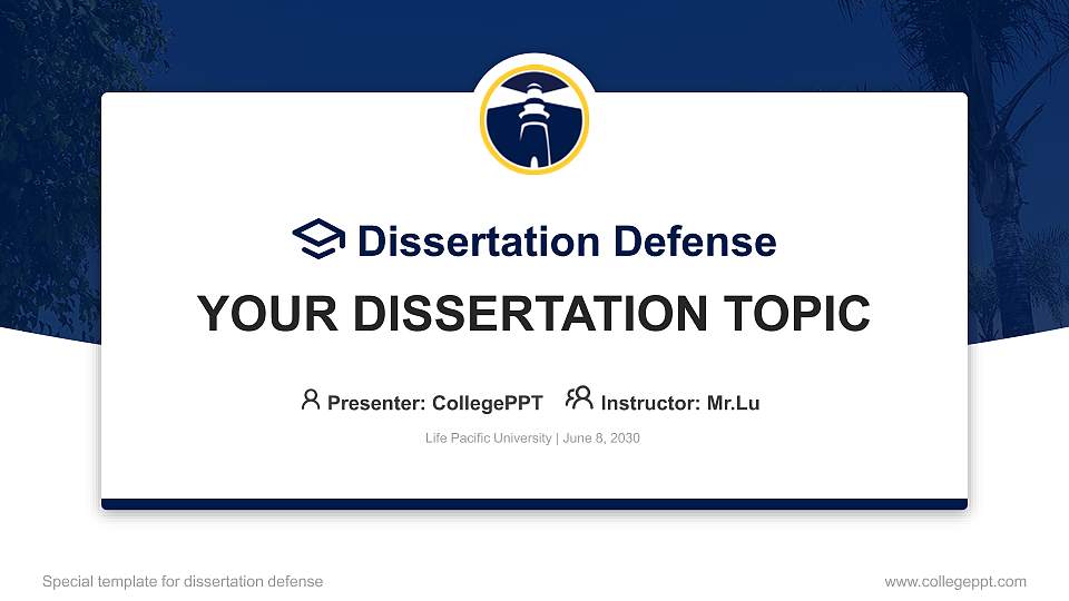 Life Pacific University Graduation Thesis Defense PPT Template16:9 ratio PPT effect preview image