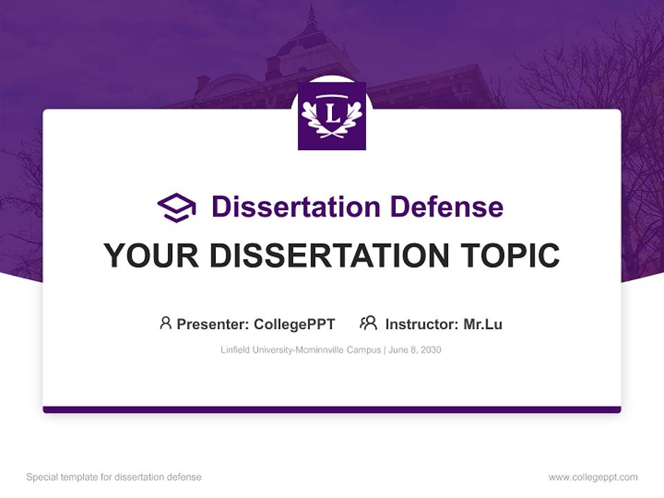 Linfield University-Mcminnville Campus Graduation Thesis Defense PPT Template4:3 ratio PPT effect preview image7