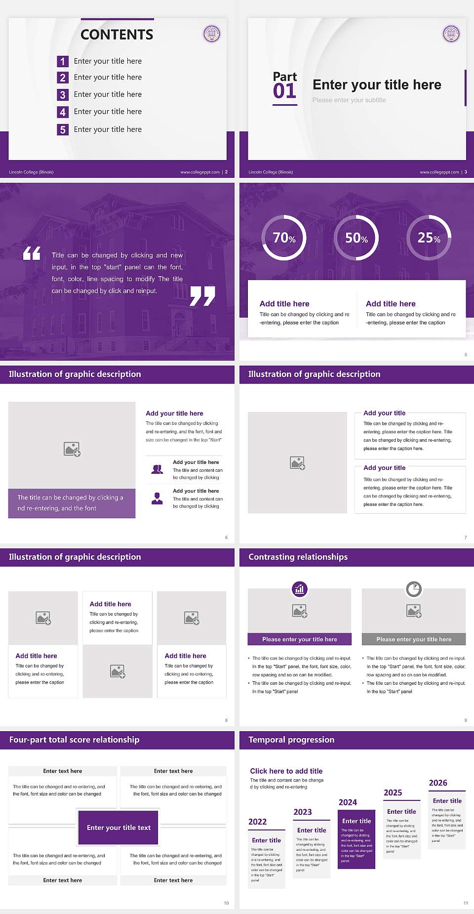 Lincoln College (Illinois) Thesis Proposal/Graduation Defense PPT Template4:3 ratio PPT effect preview image2