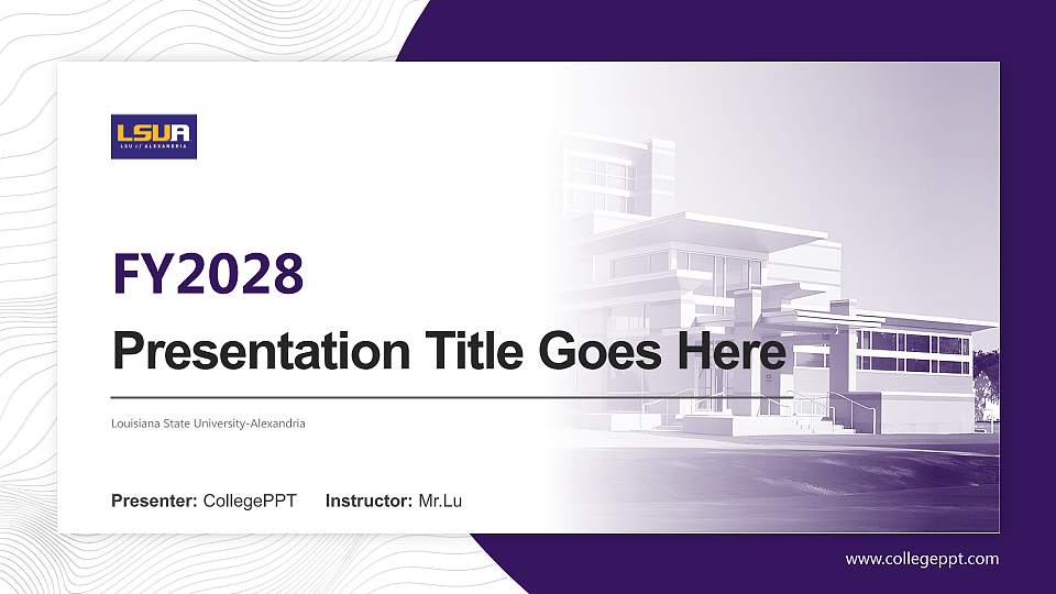 Louisiana State University-Alexandria Academic Presentation/Research Findings Report PPT Template16:9 ratio PPT effect preview image