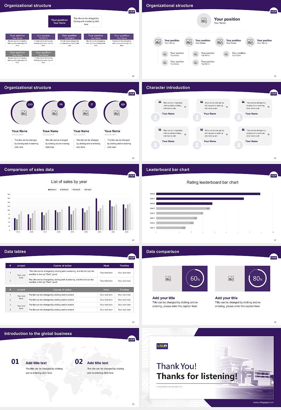 Louisiana State University-Alexandria Academic Presentation/Research Findings Report PPT Template16:9 ratio PPT effect preview image4