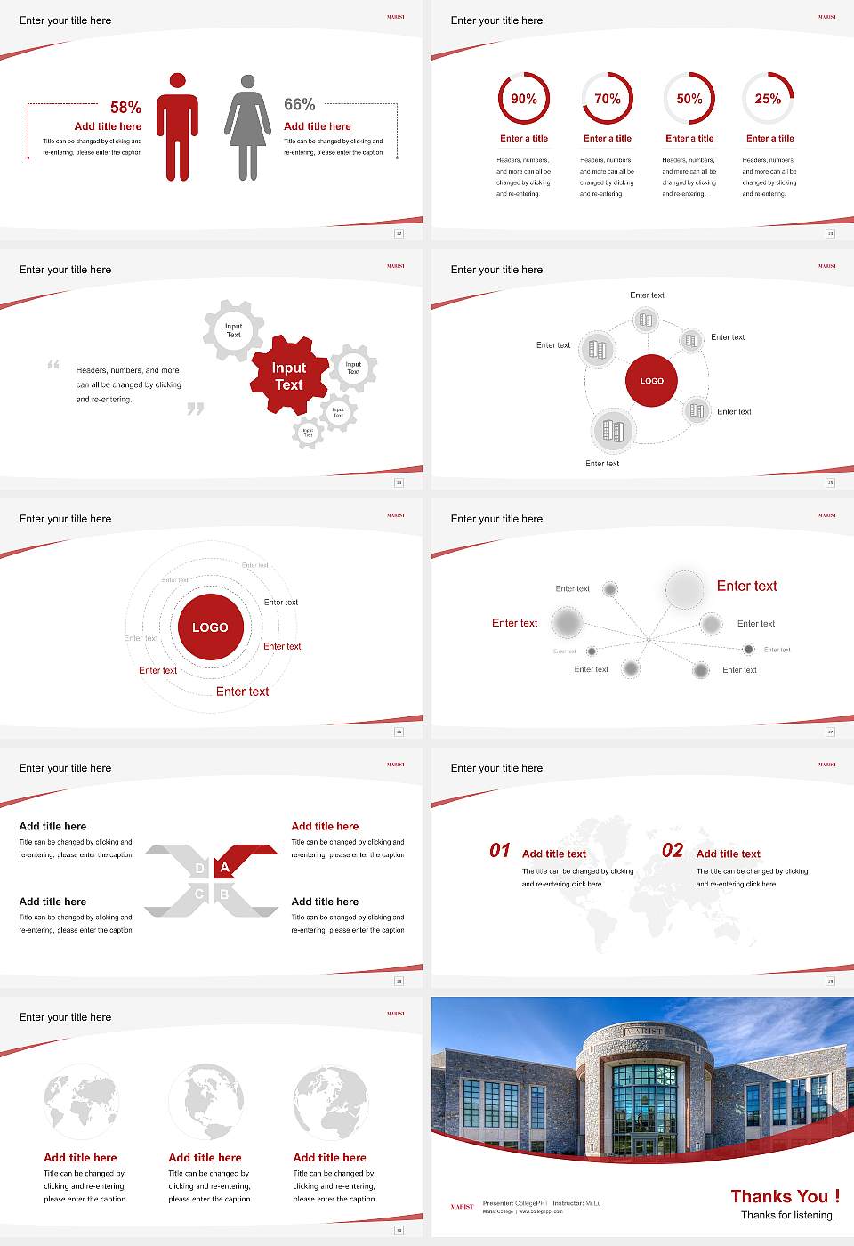 Marist College Course/Courseware Creation PPT Template16:9 ratio PPT effect preview image4