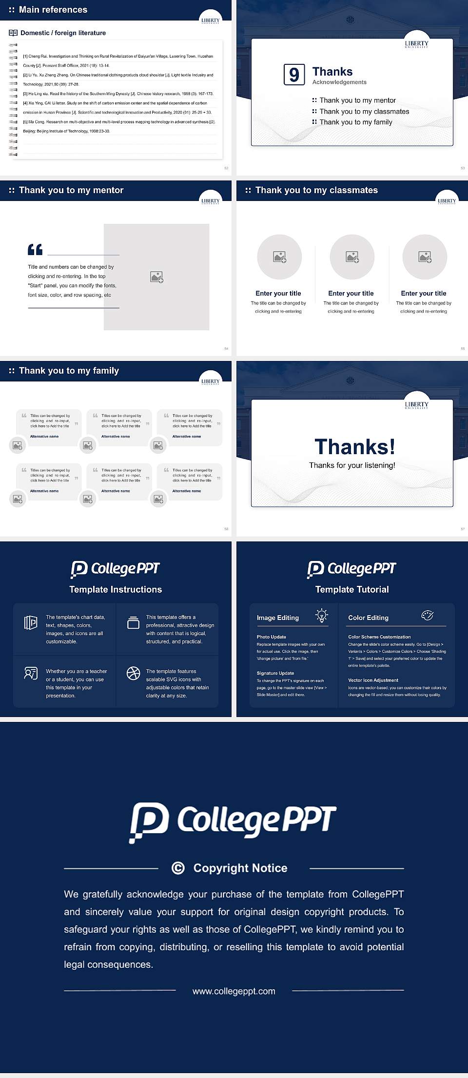 Liberty University Graduation Thesis Defense PPT Template4:3 ratio PPT effect preview image7